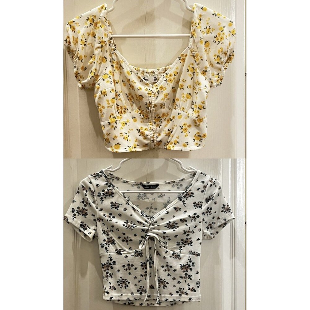 Lot of 2 Floral Crop Tops‎ Hollister And SHEIN XS And Small